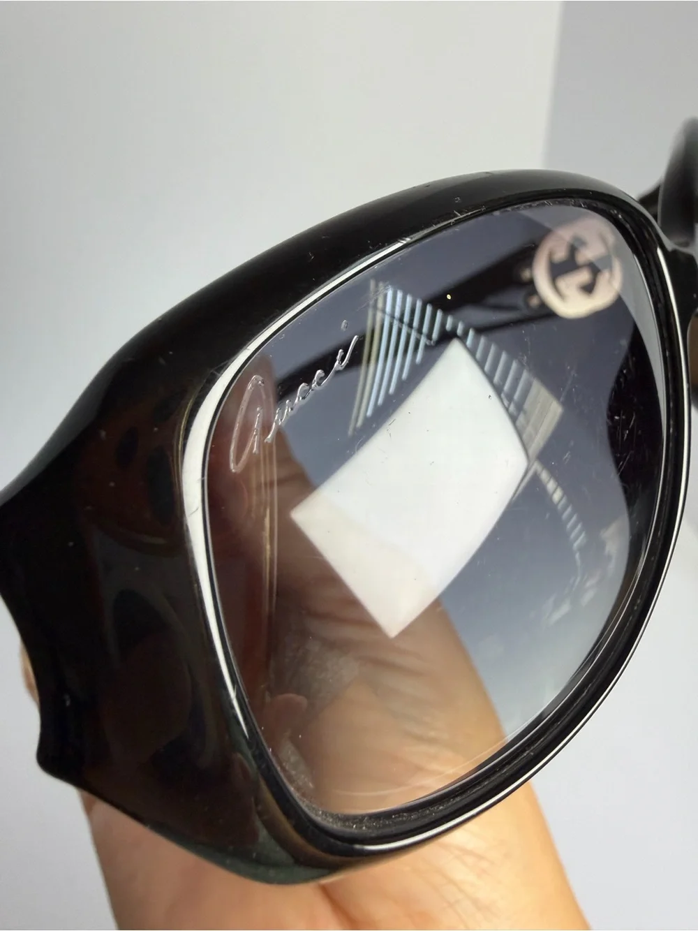 Gucci GG3578/S Black Gold Crystal GG Logo Oversized Sunglasses Italy